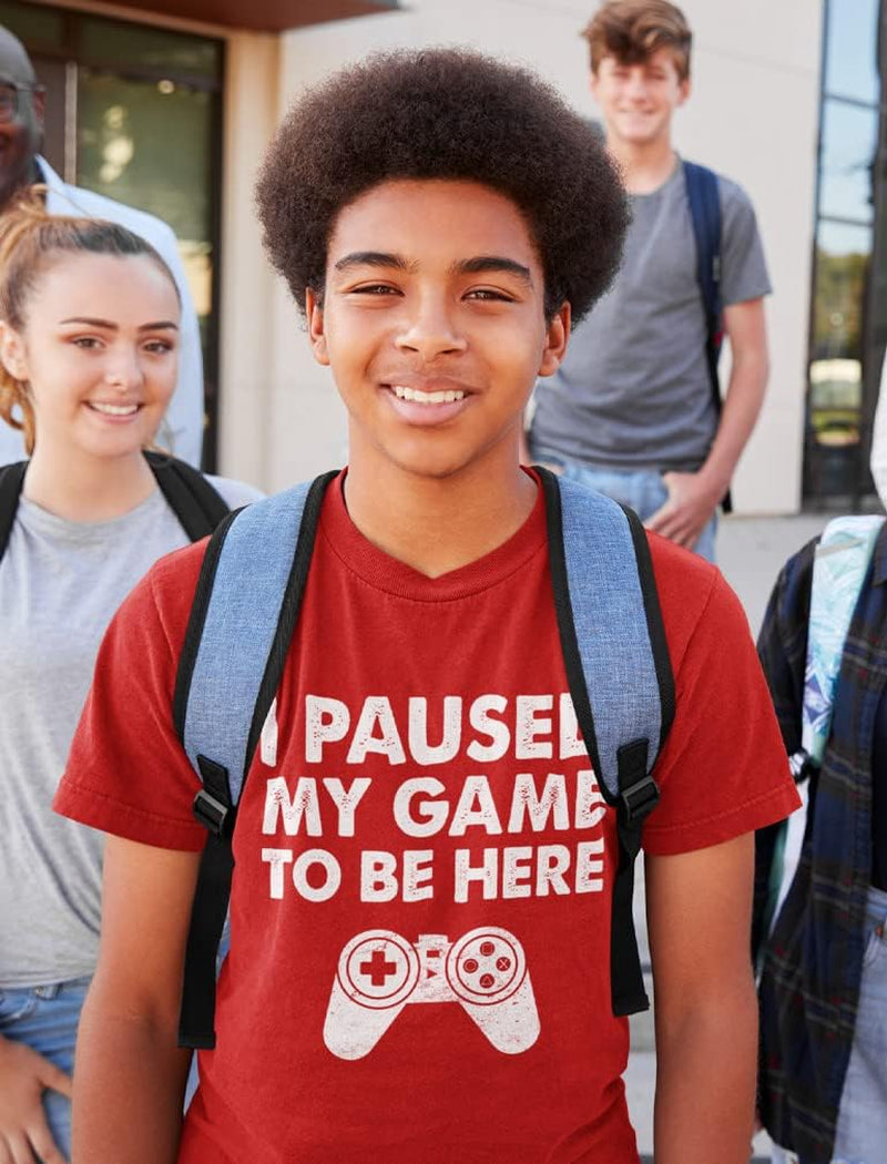 I Paused My Game to Be Here Shirt Funny Gift for Gamer Youth Kids T-Shirt