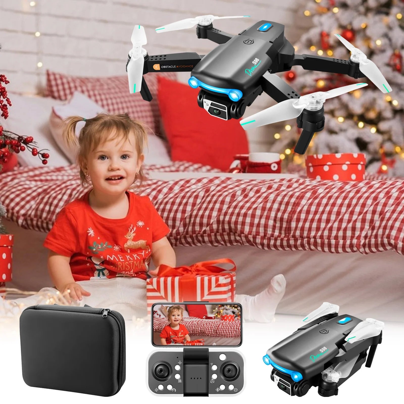 Mini Drone with Camera, 1080P HD FPV Foldable Drone with Carrying Bag, 3 Batteries, One Key Close, Altitude Hold, 3 Speeds, Toys Gifts for Kids, Adults, Beginner