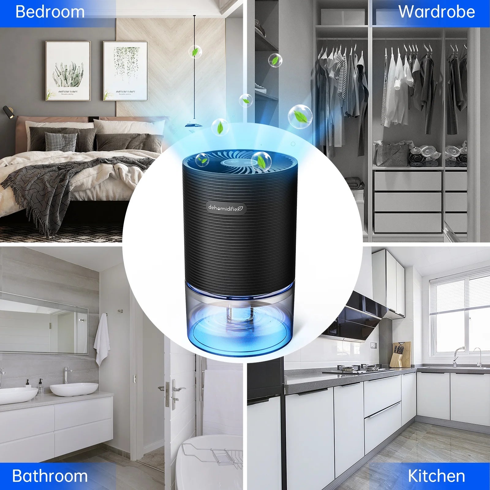 Small Dehumidifiers for Bedroom 27Oz with Auto-Off,7 Colors LED Light up to 215 Sq.Ft-Black